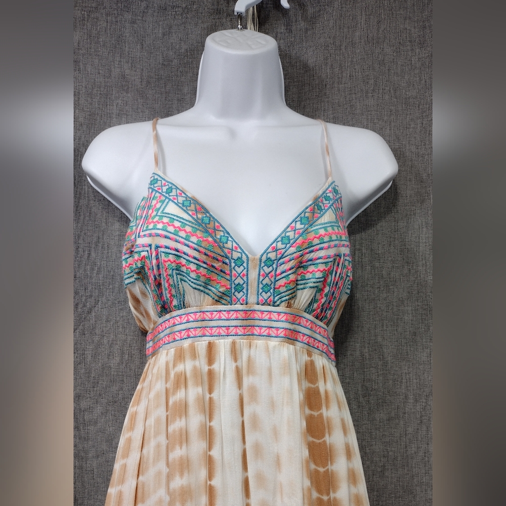 Flying Tomato Embroidered Bodice Tie Dye Maxi Dress Womens S Multicolor Boho Y2K - Picture 2 of 7